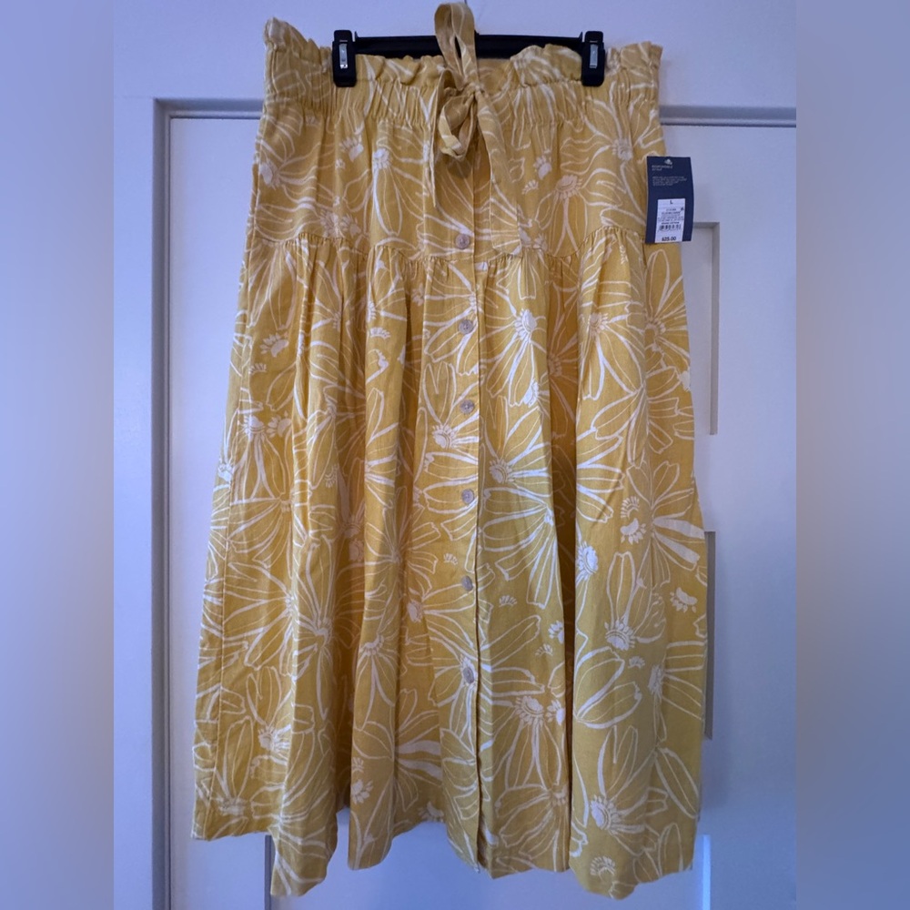 Universal Thread Mustard Yellow Floral A-Line Skirt